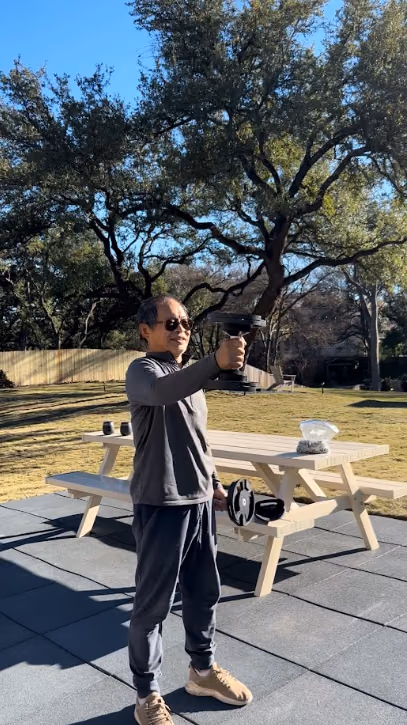 Senior fitness client training at home in Austin TX